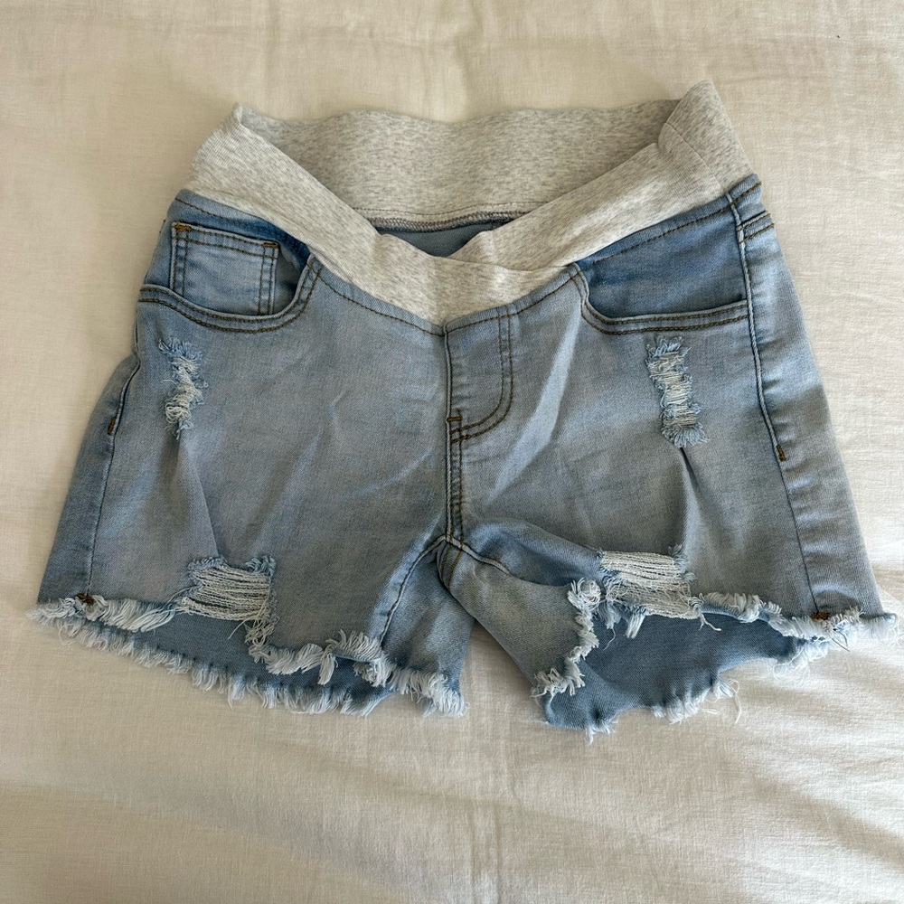 Stylish Light Blue Distressed Denim Shorts